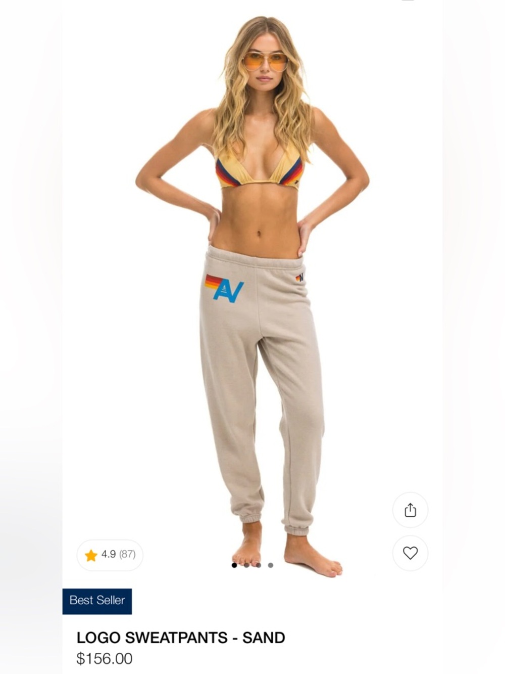 Womens Aviator Nation Neutral Sand Sweatpants - Picture 8 of 16